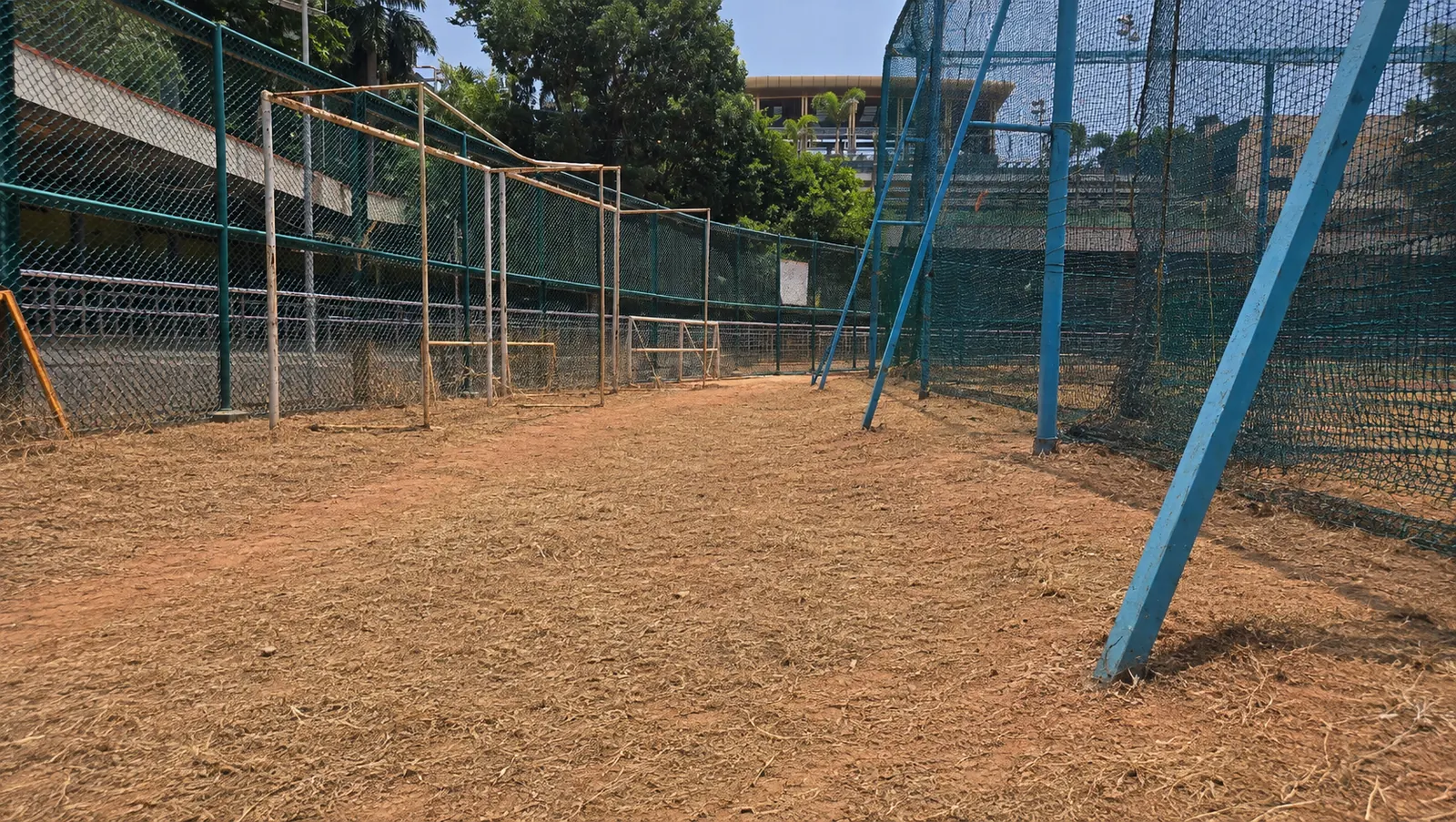 After: Cricket practice nets: weed removal